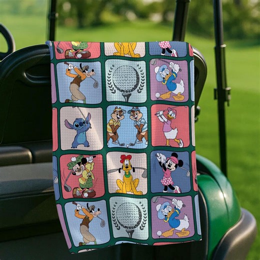 Mickey And Friends Golf Towel, Disney Golf Towel, Personalized Name Golf Towel, Mickey Mouse Golf Gift, Funny Disney Golf Accessory