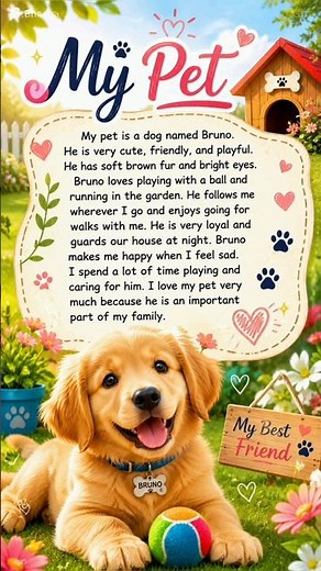 🐶 My Pet Essay in English | Easy Essay for Students | My Best Friend Bruno ❤️📝
