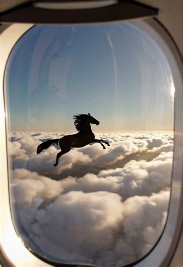 Meeting a Black Horse Above the Clouds