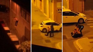 Unbelievable: Man leaps from second floor window to fight policeman on the street