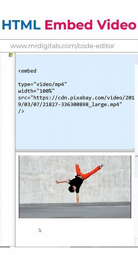 HTML Video Embed Tag #programming #htmltutorial #coding