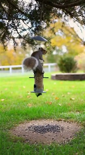 Squirrel Gets Spring-Launched Off Bird Feeder!