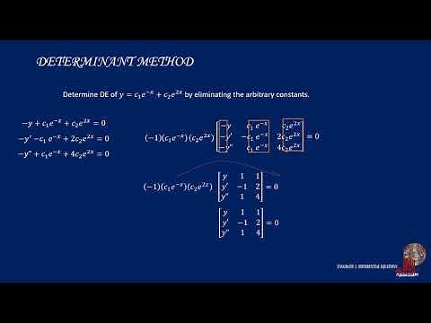 DIFFERENTIAL EQUATIONS 2C: ELIMINATION OF ARBITRARY CONSTANTS USING DETERMINANT METHOD