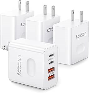 USB C Charger Block [4 Pack], 40W 4-Port Fast Charging Block USB C Wall Charger Dual USBC Power Adapter + Double USB Plug Multiport Type C Brick for iPhone 15 14 13 12 11 Pro Max XS XR, Samsung Cube