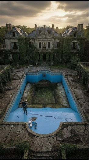 Deep Cleaning the World’s Dirtiest Pool | Satisfying Pool Restoration AI #pool #clean #viralshorts