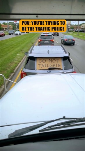 The Irony is Real: "Do Not Tailgate" Sign vs. Reality 🛑🤯