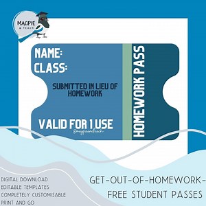 Editable Student Homework Pass Template: KS2 Primary Reward Cards (digital Download) - Etsy Canada