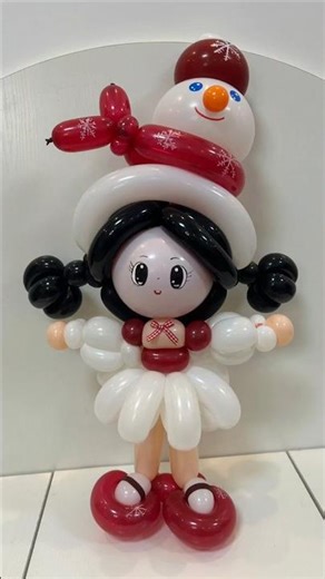 Snowman Girl Balloon Tutorial (Part 2) #Creative Balloon Art by XinxiBalloon #DIY Doll