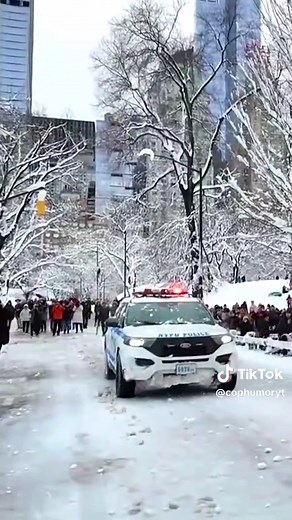 NYPD Trolled The Whole Crowd - Funny Police Moment 😂 🎥: @DinomiteTwins #CopHumor #Police #Comedy #Snow #Reels