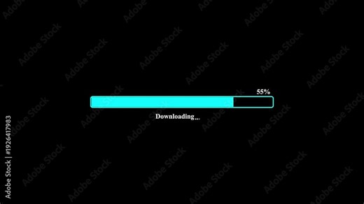 K Video of Animation Science Futuristic Transfer Download 0-100% in science effect. Downloading bar on black screen. Technology .background Download bar and
