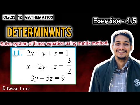 Solve the system of linear equation using matrix method 2x + y + z = 1 , x - 2y -z = 3/2 ,3y -5z = 9