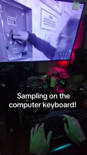 Drummer 🧠 working overtime!! Live sampling using only the computer keyboard, no DAW!