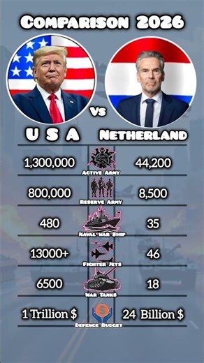 USA vs Netherland Military Comparison #shorts