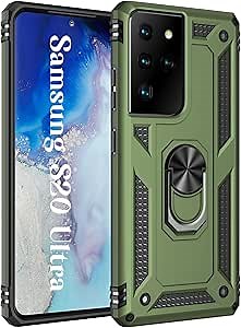 Korecase S20 Ultra 5G Case,Heavy Duty Rugged Dual Layers Shell Full Body Military Grade Shockproof with Finger Ring Metal Kickstand for Samsung Galaxy S20 Ultra 5G 6.9" Olive Green