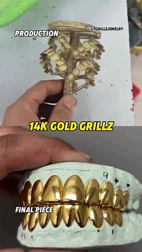 14k gold grillz,from production to final piece #deepellum #dutchbraids #stitchbraids #boxbraids #grillz