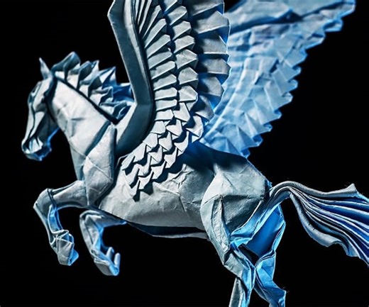 Watch an Artist Fold an Origami Pegasus from a Single Sheet of Paper