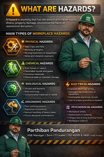 Workplace Hazards: Types Importance of Hazard Identification | Parthiban Pandurangan posted on the topic | LinkedIn