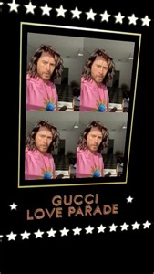 Jared Leto puts his best faces forward with the new Gucci Love Parade filter. Try it, share, and come back tonight at 8pm PT to watch live as Alessandro Michele presents his new collection along Hollywood Boulevard. | Gucci