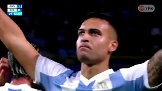 Gol de Lautaro Martínez para el 1-0 de Argentina vs. Perú.