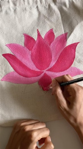 DIY Tote bag painting | Easy lotus design,Perfect handmade art for beginners and art Lovers! #diyart