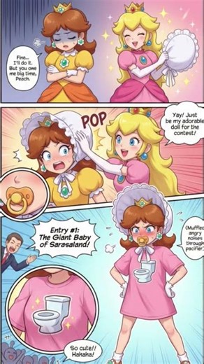 super Mario comic Daisy joining peach baby dolly contest 💕!