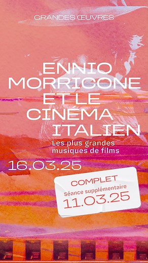 Les plus grandes musiques du cinéma italien résonnent à La Seine Musicale ! Romain Théret, arrangeur et directeur musical de Band Original Orchestra, nous présente cet orchestre unique, au mélange subtil des genres classique, jazz ou encore pop. Ennio Morricone et Nino Rota vous transportent à travers leurs chefs-d’œuvre, du western de Sergio Leone (Le Bon, la Brute et le Truand) aux classiques de Coppola (Le Parrain) et Fellini (Huit et demi). 📅 Les deux représentations du 16 mars affichent co
