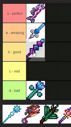 Terraria Magic Weapons Tier List! (Hardmode) #terraria #shorts