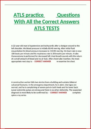 Atls Practice Questions With All The Correct Answers Atls Teupdate video