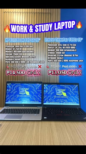 🔥𝐖𝐎𝐑𝐊 & 𝐒𝐓𝐔𝐃𝐘 𝐋𝐀𝐏𝐓𝐎𝐏𝐒 𝐀𝐋𝐄𝐑𝐓! 🔥 Perfect for WFH, online class & office hustle! 💻⚡ 🛡 Warranty Included: ✔ 3 Months Replacement ✔ 1 Year Service Warranty 💳 Installment Available! 📋 Check out more laptops here: bit.ly/LaptapListsMain ⚡ Grab yours now before stocks run out! 😱🔥 #laptapenterprises #fyp #fypシ #affordablelaptop