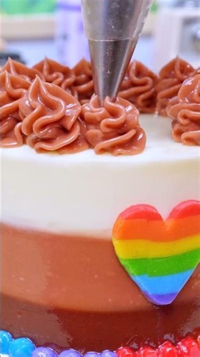 Mini Rainbow Heart Cake 🍫🌟#shortvideo