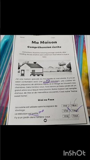 #2101- French- Simple reading comprehension, grade 6, swamy