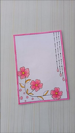Pink Floral Hanging Border Design/6 easy border design/Border design/Project/Priyanka Gunwal #shorts