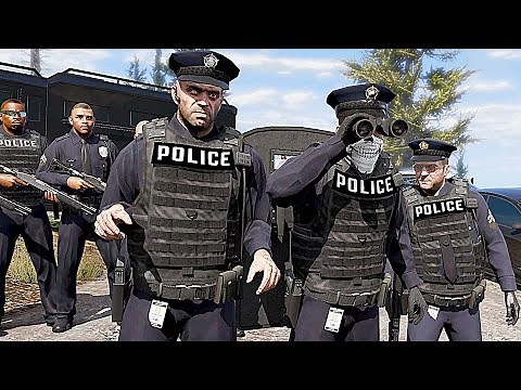 GTA 5 - Police👮Michael, Franklin and Trevor Saving Lamar from Ballas Gang!(Police Story Missions)