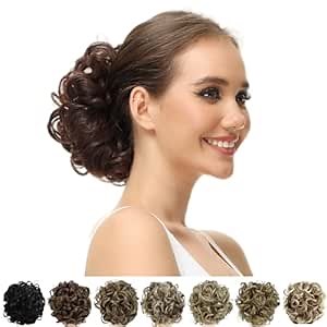 Yamel Messy Bun Scrunchie Chignon Hairpiece Updo Curly Bun Extension Combs in Messy Bun Hair Piece for Women Ash Brown to Bleach Blonde