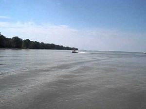 1956 Lyman Islander 18' inboard boat cruising Lake Erie, Lakeside, Ohio