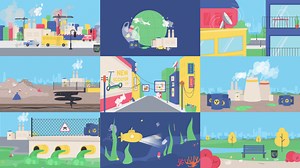 Pollution Animated Scenes