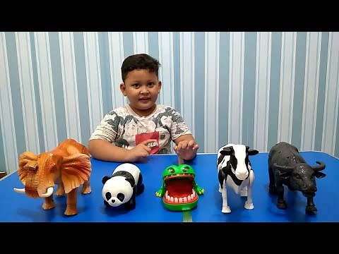 Mainan Sapi , Banteng , Buaya , Panda dan Gajah | Unboxing Mainan Hewan | Binatang Mainan