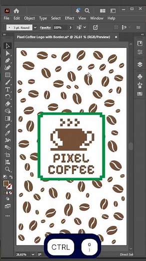 Pixel Coffee Logo Design in Illustrator #pixelart