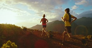Athletic Man Woman Running On Mountain Stock Footage Video (100% Royalty-free) 1068525923 | Shutterstock