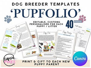 Customizable Pupfolio: Dog Breeder Puppy Pack Template (canva Digital Download) - Etsy