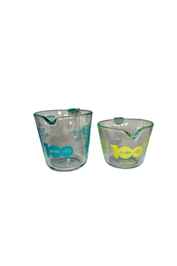 Set of Pyrex 100th Anniversary Lime 1 Cup and Turquoise 2 Cup Measuring Cups - Etsy