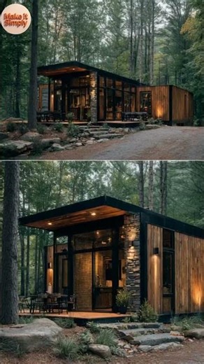 Modern Rustic Container Cabin #versatileliving #containerhome #architecture