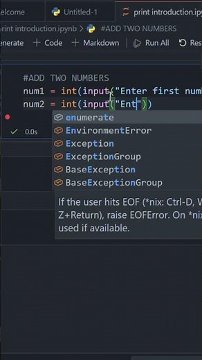 Add Two Numbers in Python 🐍#datascience #coding #dataanlysis #databaseconcepts