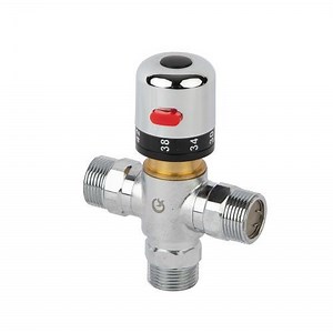 [Hot Item] Thermostatic Temperature Control Valve Hot Cold Water Shower Mixer Electroplated Copper Mixing Valve for Solar Heating System Water Pipe Bathroom Kitchen