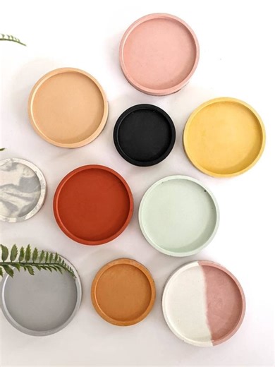 Large CIRCLE Concrete Coaster | 35 Colours | Minimalist Decorative Trinket Dish | Plant Plate | Jewellery Ring Dish | Flatlay Photo Prop - Etsy