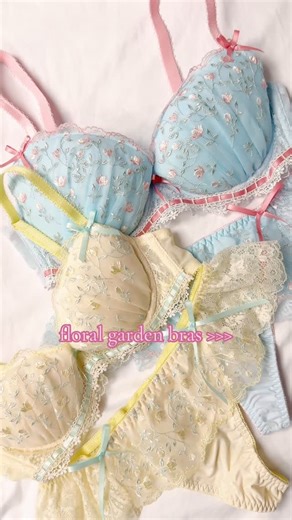 Flutter Vintage on Instagram: "the prettiest floral garden bras 🥰🌸 coming to my depop and website 3rd august 5pm bst 💐 #jfashion #coquette #fairy #thriftfinds #bras #lingerie"