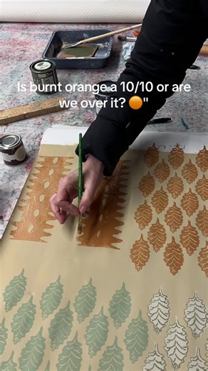 Painting the Wiggle in my new favorite obsession: Burnt Orange. Thoughts on this shade? 👇 #BurntOrange #ArtProcess #SatisfyingArt #HomeDecorInspo #ArtistSoftTikTok . . . . . . . . Hand painted decor, Burnt orange aesthetic, Wiggle design, Satisfying art process, Interior design trends 2026, DIY room decor, Organic modern art.