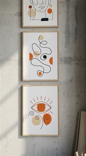 Trendy Abstract Line Art Prints |3-Piece Boho Gallery Wall Set (Earth Tones)|Affordable Modern Decor