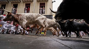 VIDÉO - Pampelune : les images de la course folle des taureaux