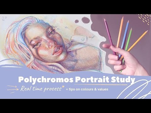 REAL TIME PROCESS - Portrait study made with Polychromos Colored Pencils